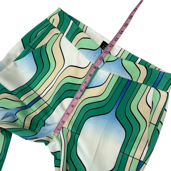 Marella By Max Mara Addirsi Trouser Women's US 10 Bright Green Crepe Geo Print - Picture 9 of 16